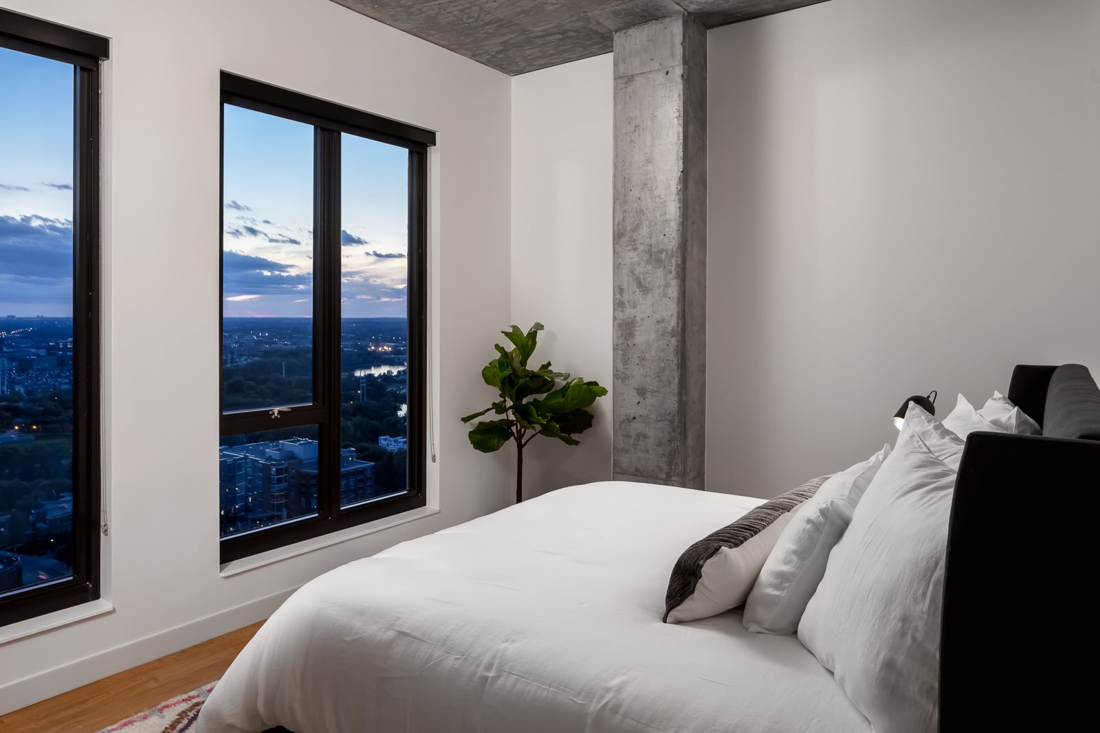 Penthouse bedroom with unobstructed view